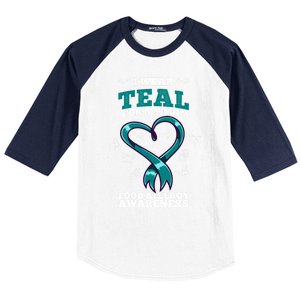 I Wear Teal For My Mom Food Allergy Awareness Cute Gift Baseball Sleeve Shirt