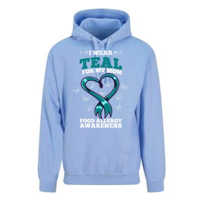 I Wear Teal For My Mom Food Allergy Awareness Cute Gift Unisex Surf Hoodie