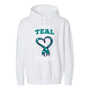 I Wear Teal For My Mom Food Allergy Awareness Cute Gift Garment-Dyed Fleece Hoodie