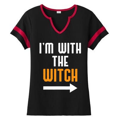 I'm With The Witch Funny Halloween Costume Ladies Halftime Notch Neck Tee