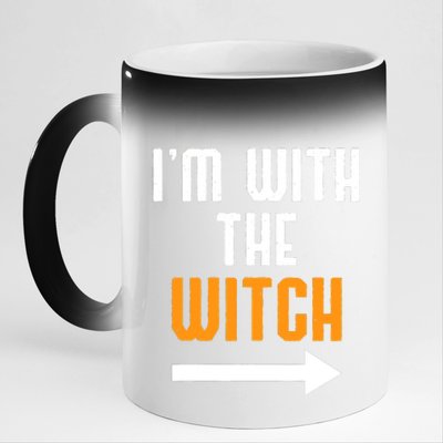 I'm With The Witch Funny Halloween Costume 11oz Black Color Changing Mug