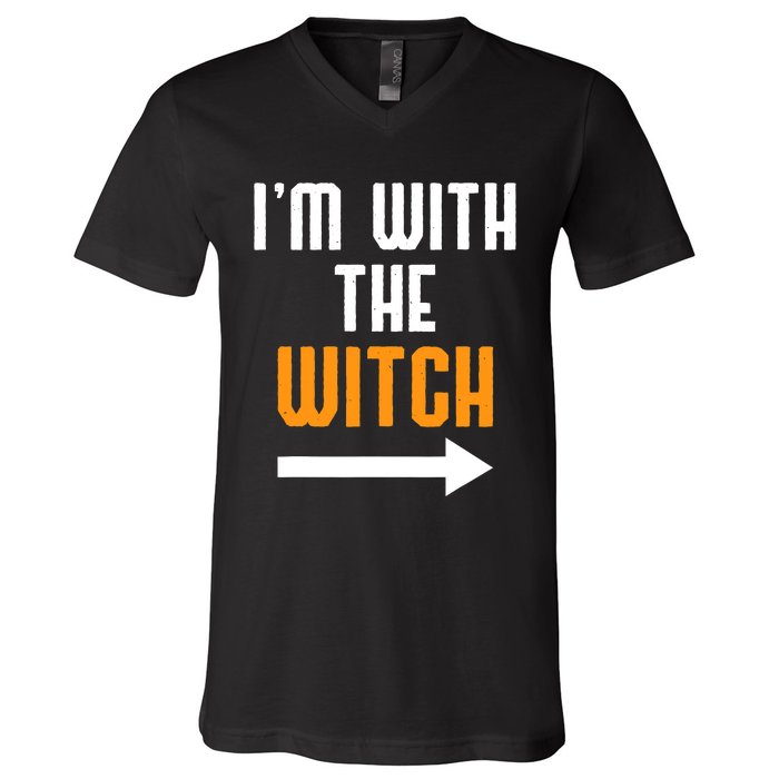 I'm With The Witch Funny Halloween Costume V-Neck T-Shirt