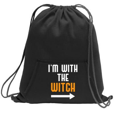 I'm With The Witch Funny Halloween Costume Sweatshirt Cinch Pack Bag