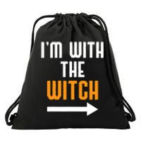 I'm With The Witch Funny Halloween Costume Drawstring Bag