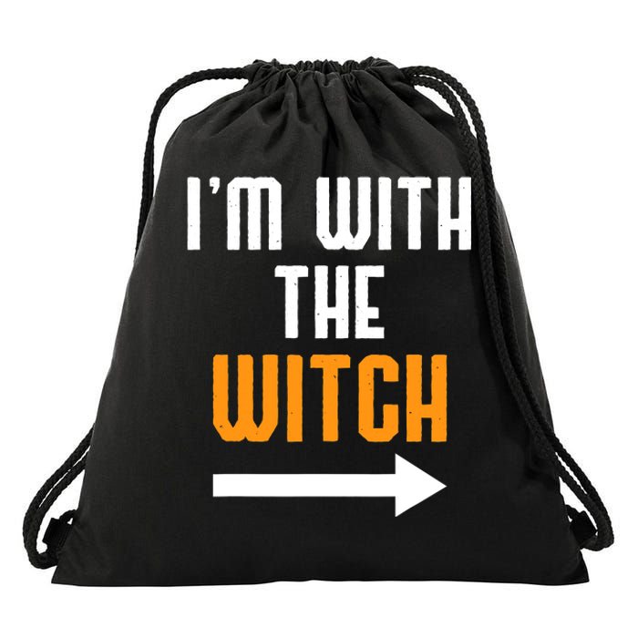 I'm With The Witch Funny Halloween Costume Drawstring Bag