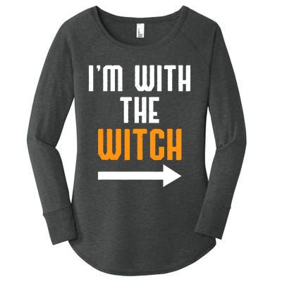 I'm With The Witch Funny Halloween Costume Women's Perfect Tri Tunic Long Sleeve Shirt