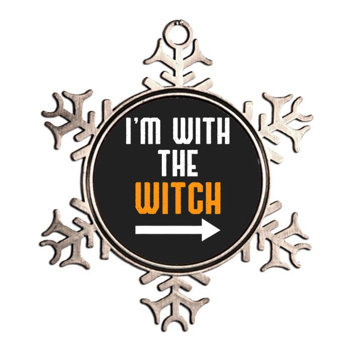 I'm With The Witch Funny Halloween Costume Metallic Star Ornament