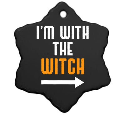 I'm With The Witch Funny Halloween Costume Ceramic Star Ornament