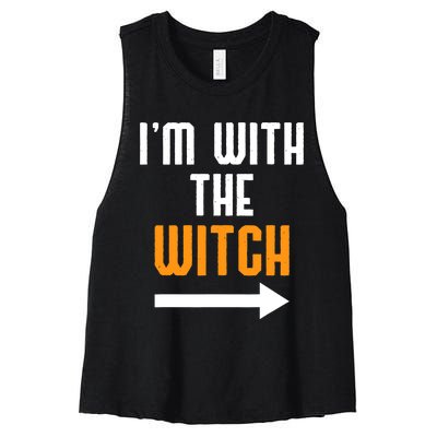 I'm With The Witch Funny Halloween Costume Women's Racerback Cropped Tank