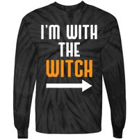 I'm With The Witch Funny Halloween Costume Tie-Dye Long Sleeve Shirt