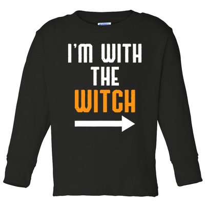 I'm With The Witch Funny Halloween Costume Toddler Long Sleeve Shirt