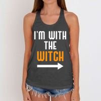 I'm With The Witch Funny Halloween Costume Women's Knotted Racerback Tank