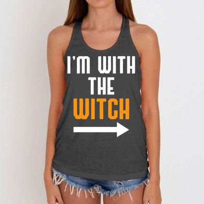 I'm With The Witch Funny Halloween Costume Women's Knotted Racerback Tank