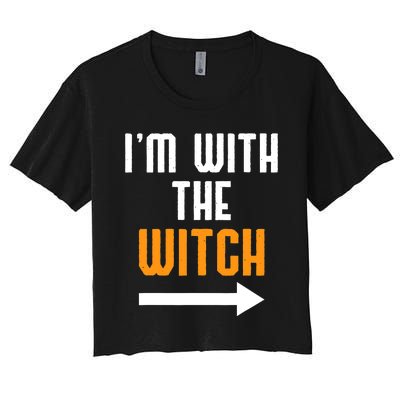 I'm With The Witch Funny Halloween Costume Women's Crop Top Tee