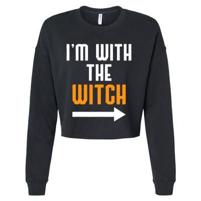 I'm With The Witch Funny Halloween Costume Cropped Pullover Crew