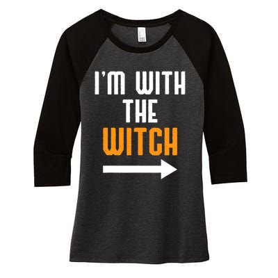 I'm With The Witch Funny Halloween Costume Women's Tri-Blend 3/4-Sleeve Raglan Shirt