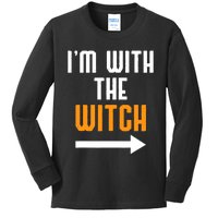 I'm With The Witch Funny Halloween Costume Kids Long Sleeve Shirt