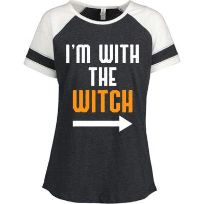 I'm With The Witch Funny Halloween Costume Enza Ladies Jersey Colorblock Tee