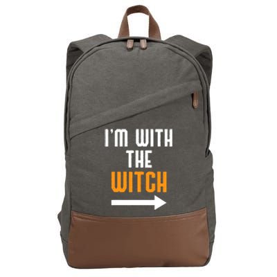 I'm With The Witch Funny Halloween Costume Cotton Canvas Backpack