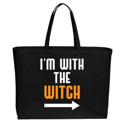 I'm With The Witch Funny Halloween Costume Cotton Canvas Jumbo Tote