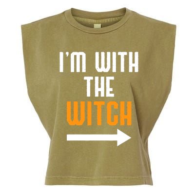 I'm With The Witch Funny Halloween Costume Garment-Dyed Women's Muscle Tee