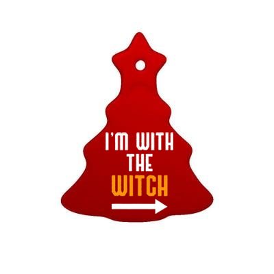 I'm With The Witch Funny Halloween Costume Ceramic Tree Ornament