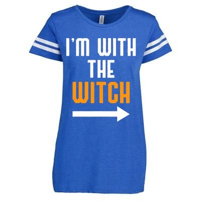 I'm With The Witch Funny Halloween Costume Enza Ladies Jersey Football T-Shirt