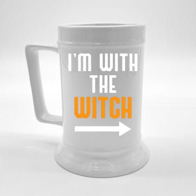 I'm With The Witch Funny Halloween Costume Beer Stein