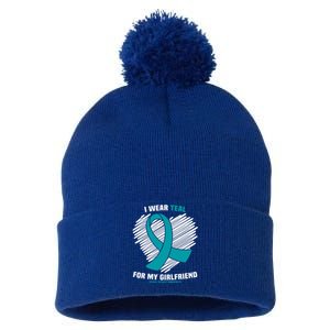 I Wear Teal For My Friend Sexual Assault Awareness Gift Pom Pom 12in Knit Beanie