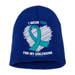 I Wear Teal For My Friend Sexual Assault Awareness Gift Short Acrylic Beanie