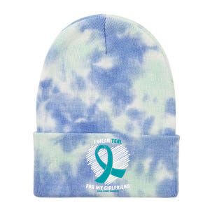 I Wear Teal For My Friend Sexual Assault Awareness Gift Tie Dye 12in Knit Beanie