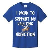 I Work To Support My Vaulting Addiction Horseback Riding Funny Gift Kids T-Shirt