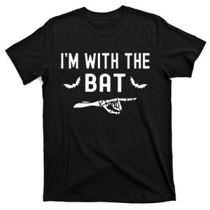 IM With The Bat Funny Skeleton Halloween Matching Couple T-Shirt