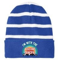 I'm With The Assistant Principal Gift Striped Beanie with Solid Band