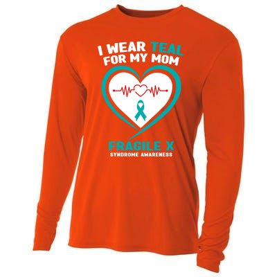 I Wear Teal For My Mom Fragile X Syndrome Awareness Gift Cooling Performance Long Sleeve Crew