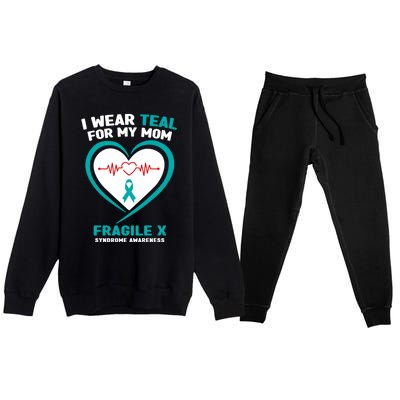 I Wear Teal For My Mom Fragile X Syndrome Awareness Gift Premium Crewneck Sweatsuit Set