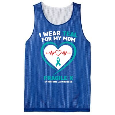 I Wear Teal For My Mom Fragile X Syndrome Awareness Gift Mesh Reversible Basketball Jersey Tank