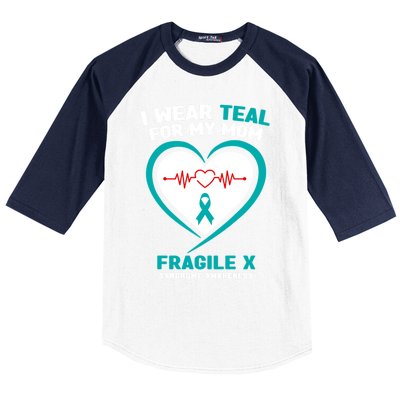 I Wear Teal For My Mom Fragile X Syndrome Awareness Gift Baseball Sleeve Shirt