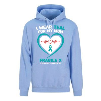 I Wear Teal For My Mom Fragile X Syndrome Awareness Gift Unisex Surf Hoodie