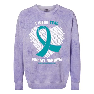 I Wear Teal For My Nephew Sexual Assault Awareness Cute Gift Colorblast Crewneck Sweatshirt