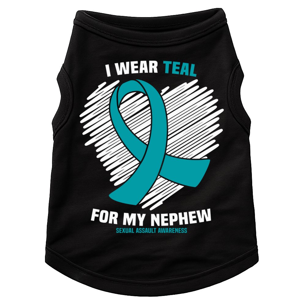 I Wear Teal For My Nephew Sexual Assault Awareness Cute Gift Doggie Tank