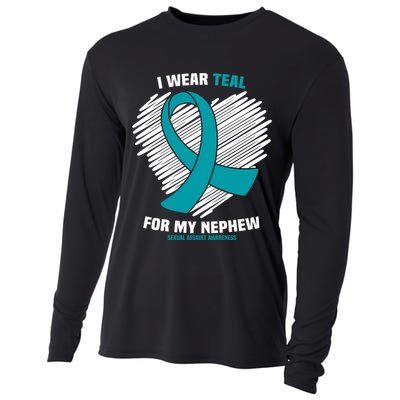 I Wear Teal For My Nephew Sexual Assault Awareness Cute Gift Cooling Performance Long Sleeve Crew