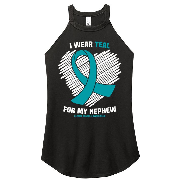 I Wear Teal For My Nephew Sexual Assault Awareness Cute Gift Women's Perfect Tri Rocker Tank