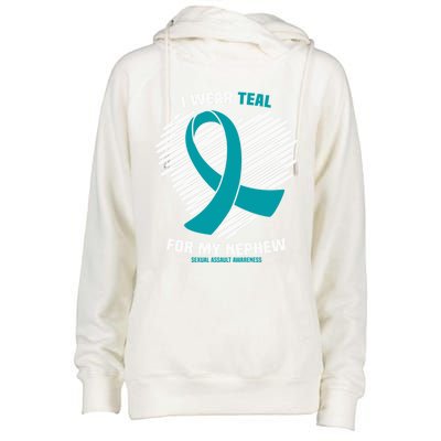 I Wear Teal For My Nephew Sexual Assault Awareness Cute Gift Womens Funnel Neck Pullover Hood