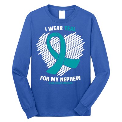 I Wear Teal For My Nephew Sexual Assault Awareness Cute Gift Long Sleeve Shirt