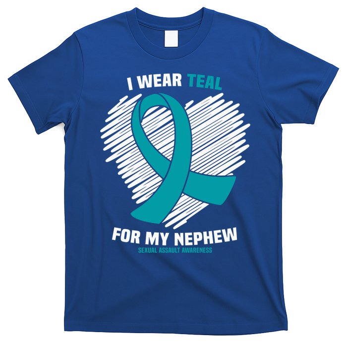 I Wear Teal For My Nephew Sexual Assault Awareness Cute Gift T-Shirt