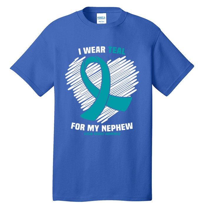 I Wear Teal For My Nephew Sexual Assault Awareness Cute Gift Tall T-Shirt