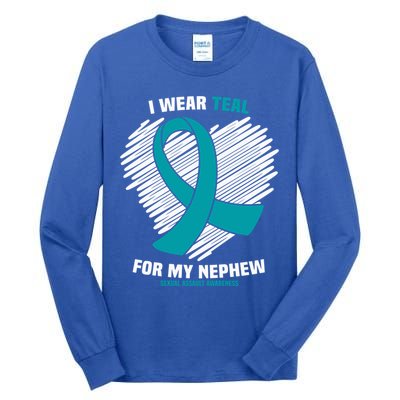 I Wear Teal For My Nephew Sexual Assault Awareness Cute Gift Tall Long Sleeve T-Shirt