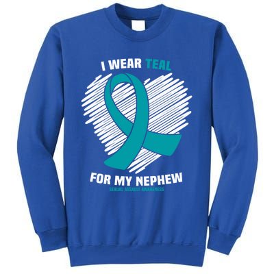 I Wear Teal For My Nephew Sexual Assault Awareness Cute Gift Tall Sweatshirt