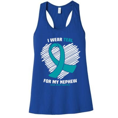 I Wear Teal For My Nephew Sexual Assault Awareness Cute Gift Women's Racerback Tank